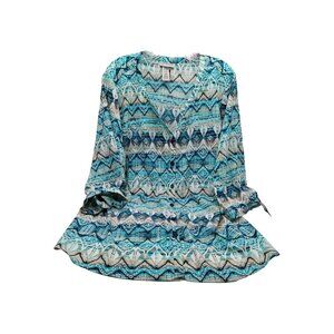 Catherines Shirt Blouse Tunic Pullover Blue Green Size 2XL